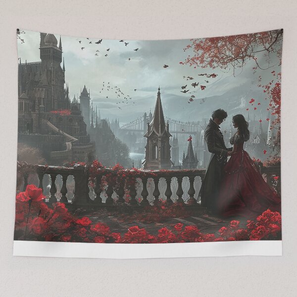 Item preview, Gothic Fairy Tale and Romance Art: Crimson, Roses, Couple designed and sold by Fortuitous-Find.