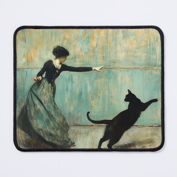 Item preview, Black Cat Decadent young woman With a Cat designed and sold by Peek-Designs.