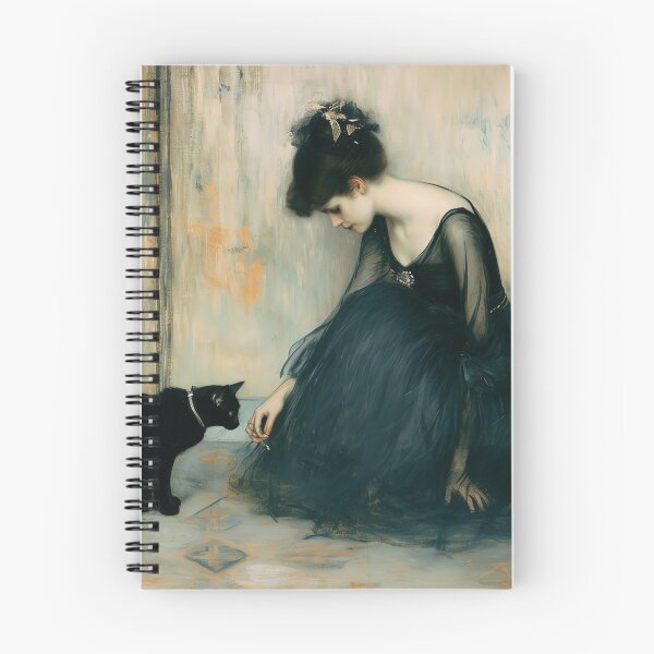 Item preview, Black Cat Print Decadent young woman Cat Ramon Casa designed and sold by Peek-Designs.