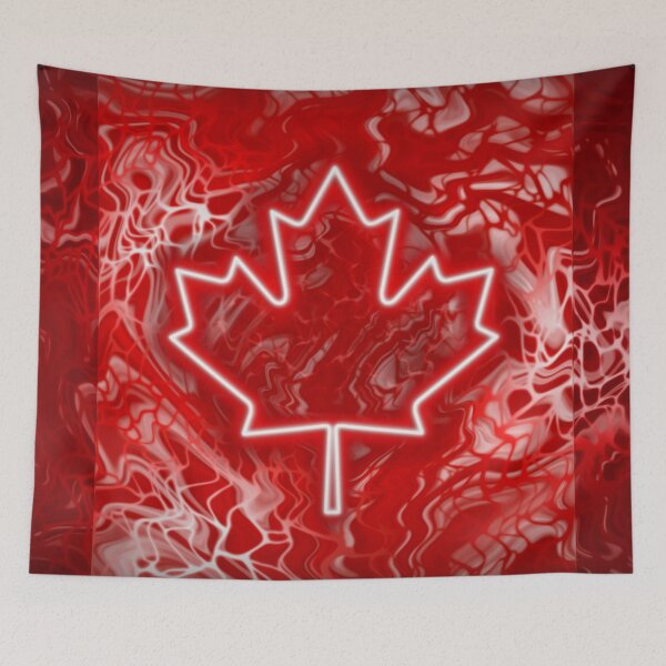 Item preview, Canadian flag, digital fluid pour with cells designed and sold by MayGreenAbgrall.