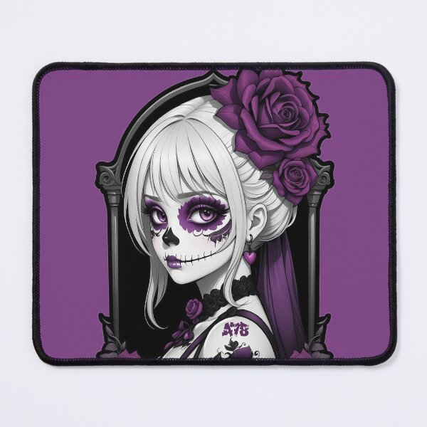 Item preview, Sugar Skull Girl in Gothic Frame with Purple Flowers designed and sold by A78-Designs.