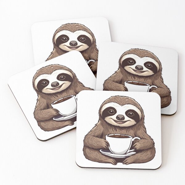 Item preview, Cute Sloth Drinking Coffee V2 designed and sold by Brewed Beginnings - Coffee. Books. Art..