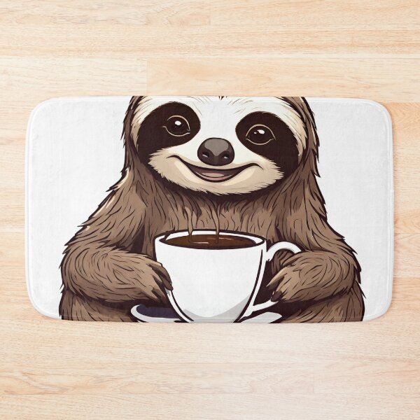 Item preview, Cute Sloth Drinking Coffee V2 designed and sold by Brewed Beginnings - Coffee. Books. Art..