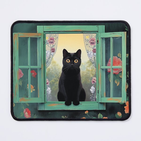 Item preview, Open Window Cat Art Floral designed and sold by Peek-Designs.
