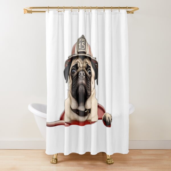 Item preview, Chuck the Firefighting Pug (transp background) designed and sold by TheHotEnd.