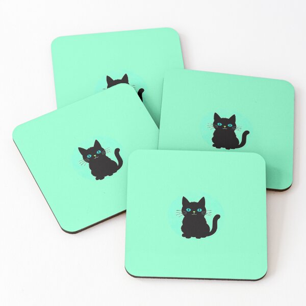 Item preview, Black Cat On Pastel Blue Background designed and sold by SassyArtistry.