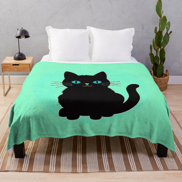 Item preview, Black Cat On Pastel Blue Background designed and sold by SassyArtistry.