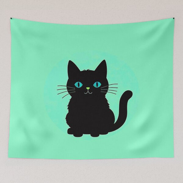 Item preview, Black Cat On Pastel Blue Background designed and sold by SassyArtistry.
