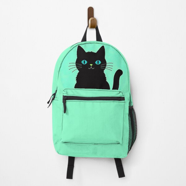 Item preview, Black Cat On Pastel Blue Background designed and sold by SassyArtistry.