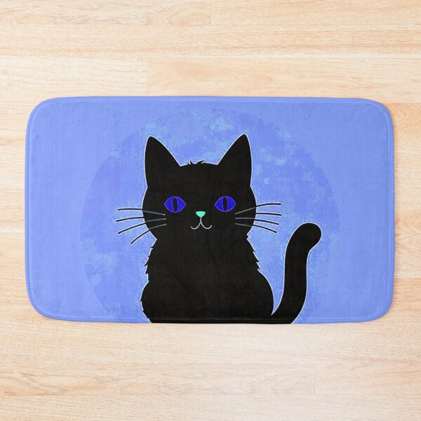 Item preview, Black Cat On Dark Blue Background designed and sold by SassyArtistry.