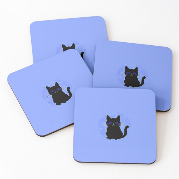 Item preview, Black Cat On Dark Blue Background designed and sold by SassyArtistry.