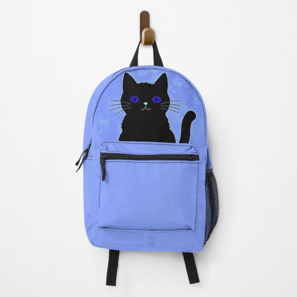 Item preview, Black Cat On Dark Blue Background designed and sold by SassyArtistry.