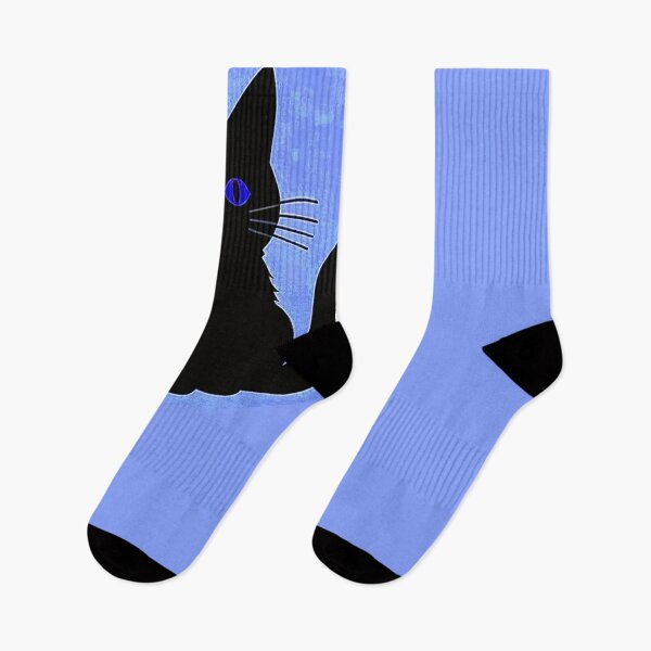 Item preview, Black Cat On Dark Blue Background designed and sold by SassyArtistry.