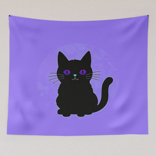 Item preview, Black Cat On Pastel Purple Background designed and sold by SassyArtistry.
