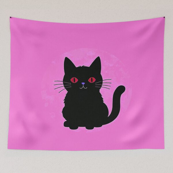 Item preview, Black Cat On Pink Background designed and sold by SassyArtistry.