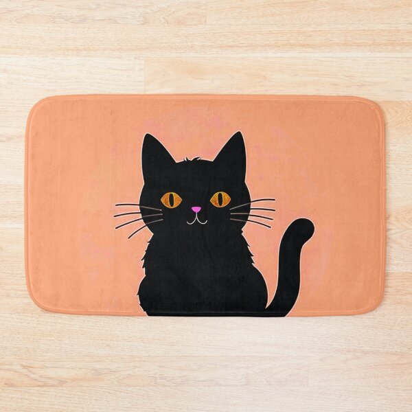 Item preview, Black Cat On Salmon Tangerine Background designed and sold by SassyArtistry.
