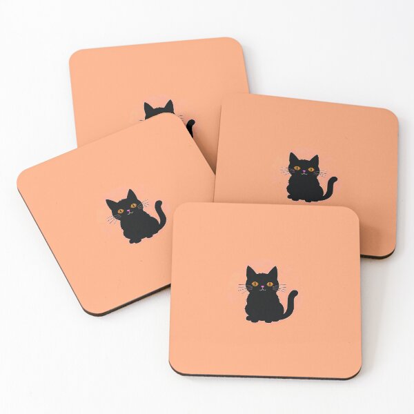 Item preview, Black Cat On Salmon Tangerine Background designed and sold by SassyArtistry.