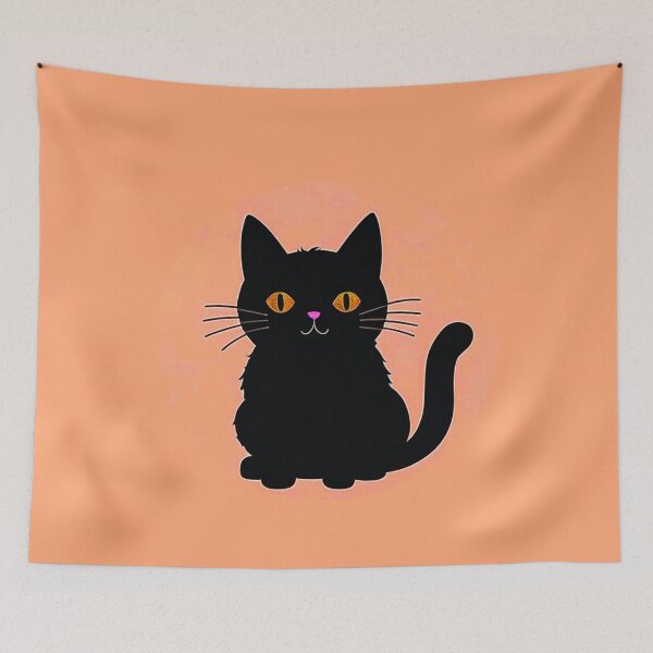 Item preview, Black Cat On Salmon Tangerine Background designed and sold by SassyArtistry.