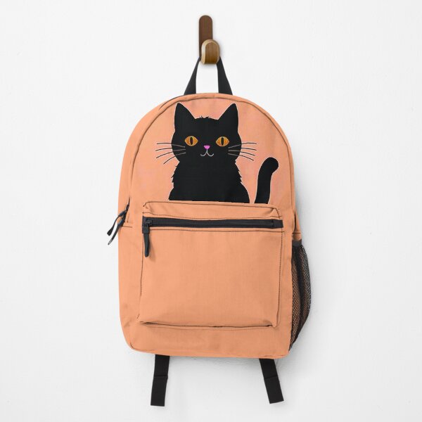 Item preview, Black Cat On Salmon Tangerine Background designed and sold by SassyArtistry.