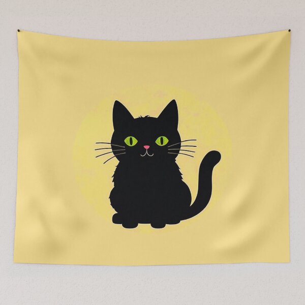 Item preview, Black Cat On Yellow Background designed and sold by SassyArtistry.
