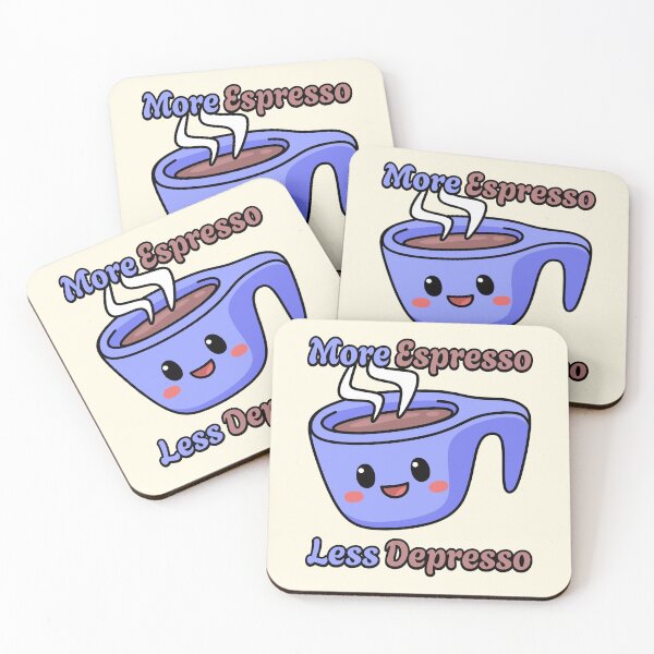 Artikelvorschau, Mehr Espresso, weniger Depresso, süße Kaffeetasse entworfen und verkauft von PMCreative.