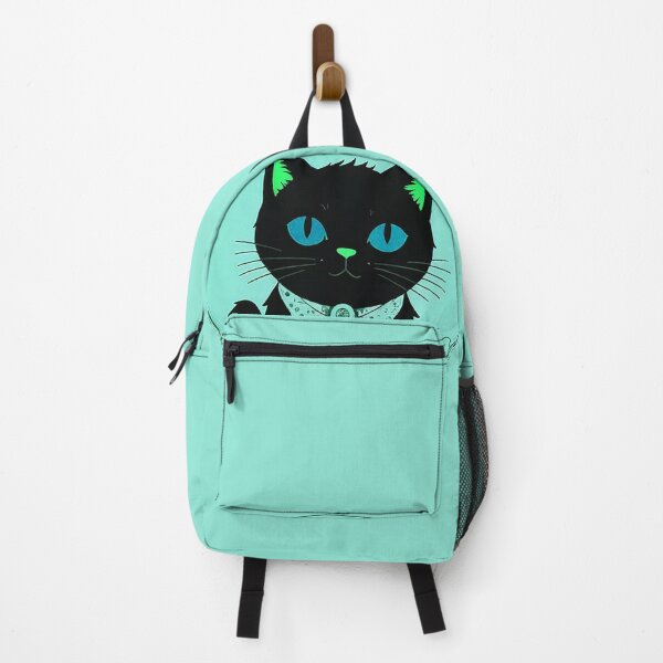 Item preview, Cute Black Cat In Chinese Style Blue Teal designed and sold by SassyArtistry.