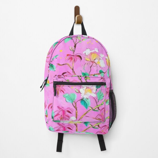 Item preview, Chinoiserie lemons and lemon flowers on preppy pink designed and sold by SophieClimaArt.