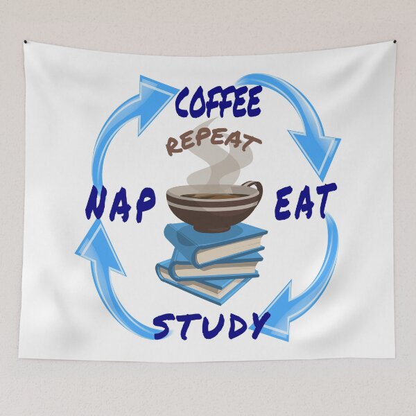 Item preview, Eat Study Nap Coffee and Repeat. Student life fun art.  designed and sold by Verle-art.