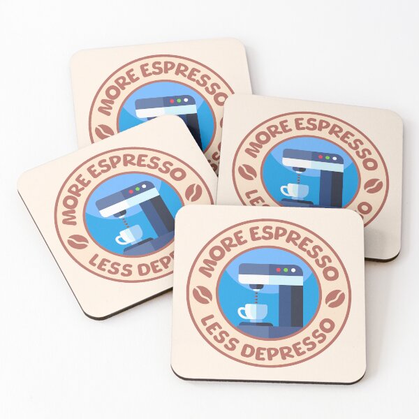 Item preview, More Espresso Less Depresso Funny Badge designed and sold by PMCreative.