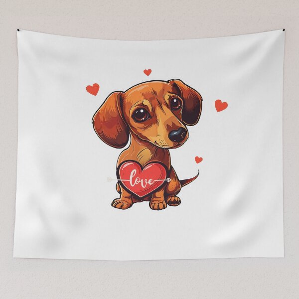 Item preview, Valentine Love Heart Red Dachshund Puppy designed and sold by BeansHotTees.