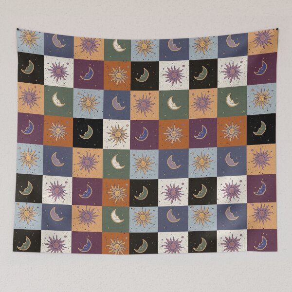 Item preview, Sun and Moon Celestial Patchwork Pattern designed and sold by WitchyHippy.