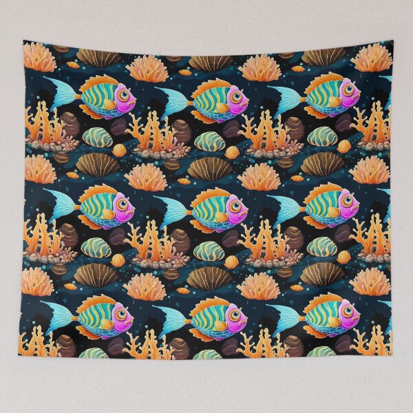 Item preview, Seabed, shells, rocks, fish green purple orange BD designed and sold by janjacbu.