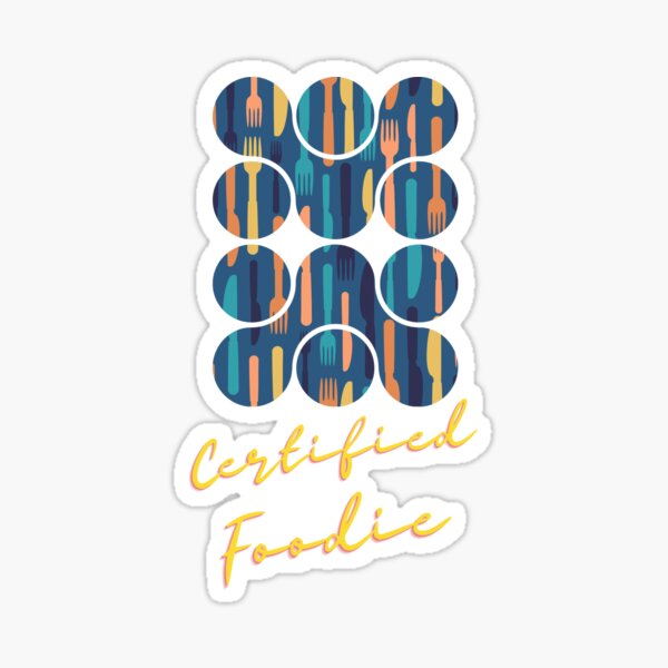 Item preview, Certified foodie knife and fork theme t-shirt and sticker designed and sold by DesignsbySimons.