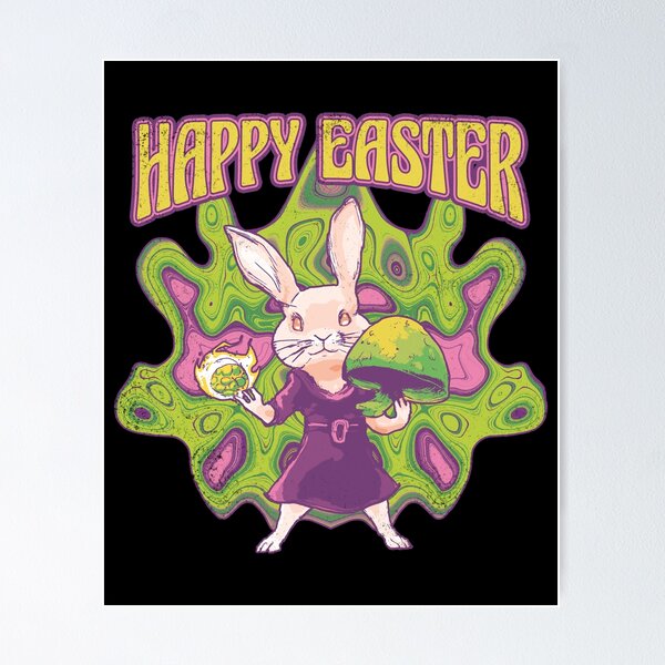 Item preview, Psychedelic Bunny Bunnies Art - Retro Easter Day  designed and sold by DrawHandArt.