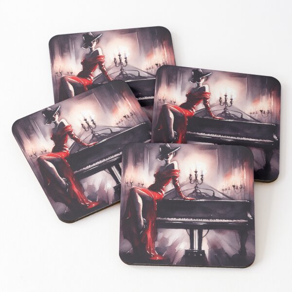 Item preview, Woman in Red on the Piano [Noir] designed and sold by RESToRAPTOR.