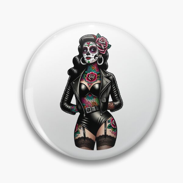 Item preview, Sugar Skull Pinup in Leather designed and sold by PinUpPizzazz.