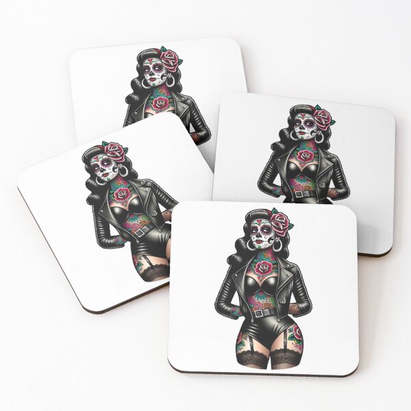 Item preview, Sugar Skull Pinup in Leather designed and sold by PinUpPizzazz.