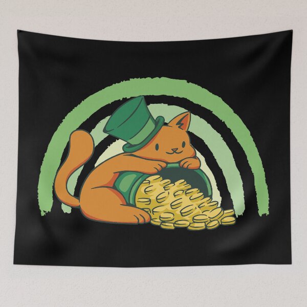 Item preview, Cute Cat Shamrock Irish Saint St Patrick Day  designed and sold by DrawHandArt.