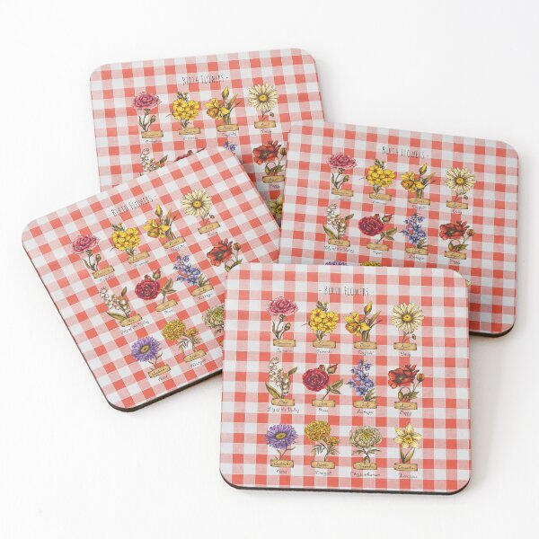 Item preview, Birth Month Flowers on Red Checker designed and sold by Neeshki.