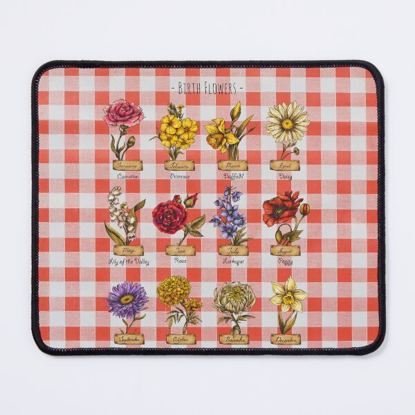 Item preview, Birth Month Flowers on Red Checker designed and sold by Neeshki.