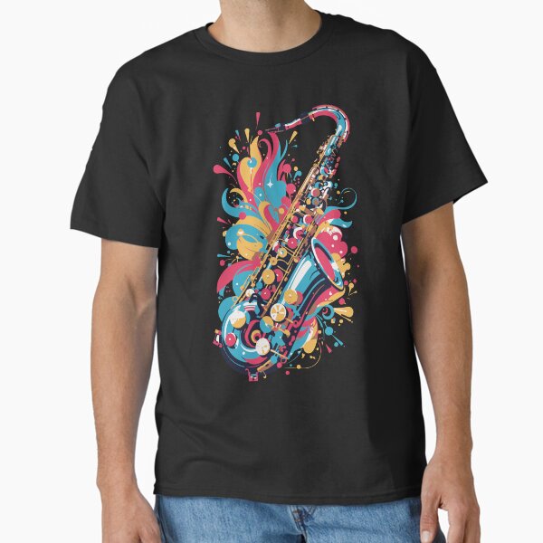 Item preview, Saxophone Player Musical Notes Jazz  designed and sold by DrawHandArt.