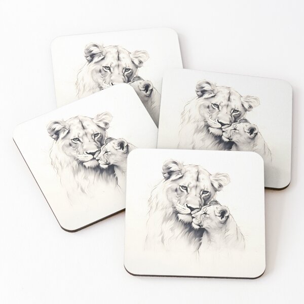 Item preview, Hand drawing of a Lioness with her cub designed and sold by dcrc.