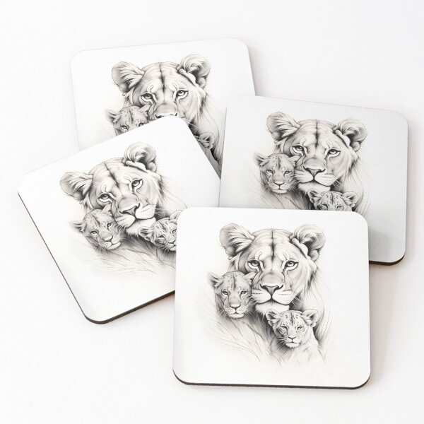 Item preview, Hand drawing of a Lioness with her cubs designed and sold by dcrc.