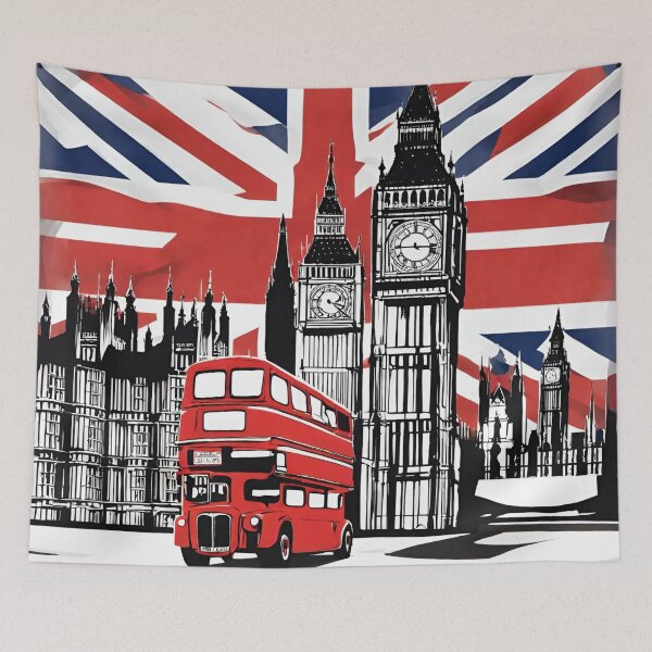 Item preview, Big Ben Red Bus with United Kingdom Flag designed and sold by omg-designs.