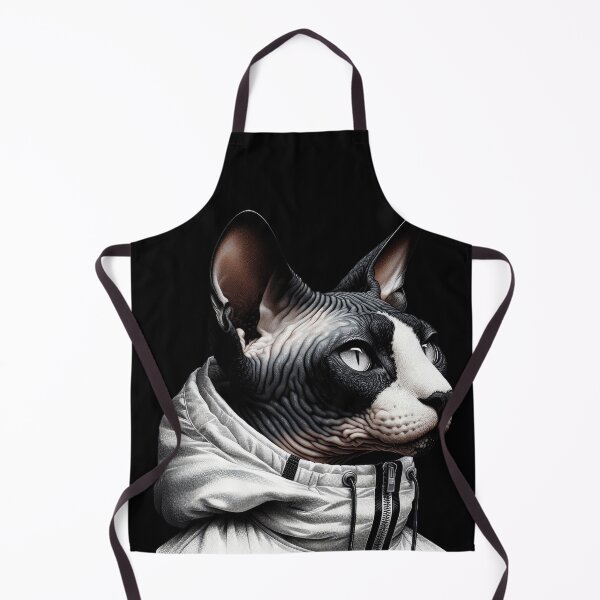 Item preview, Urban Cats #49 - Black & White Tortoiseshell Sphynx Cat wearing an urban white windbreaker designed and sold by elektronen.