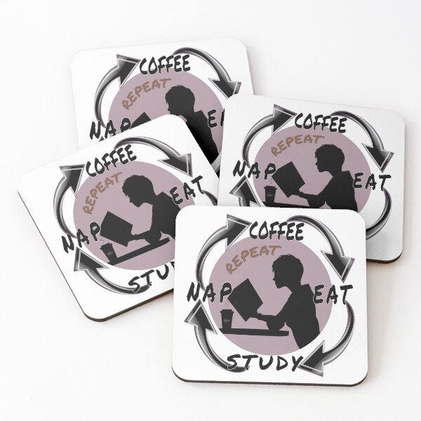 Item preview, Eat Study Nap Coffee and Repeat. Student life fun art.  designed and sold by Verle-art.