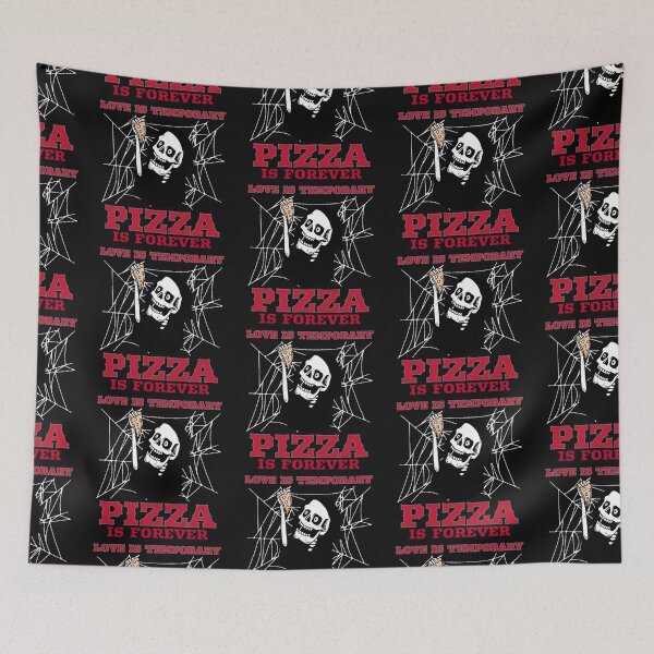 Item preview, Funny Love is temporary; pizza is forever. Skeleton eating pizza  designed and sold by NeaftyFinds.