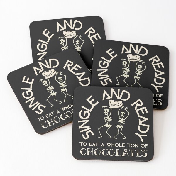 Item preview, Cute Single and ready to eat a whole box of chocolates skeletons dancing and heart design designed and sold by NeaftyFinds.