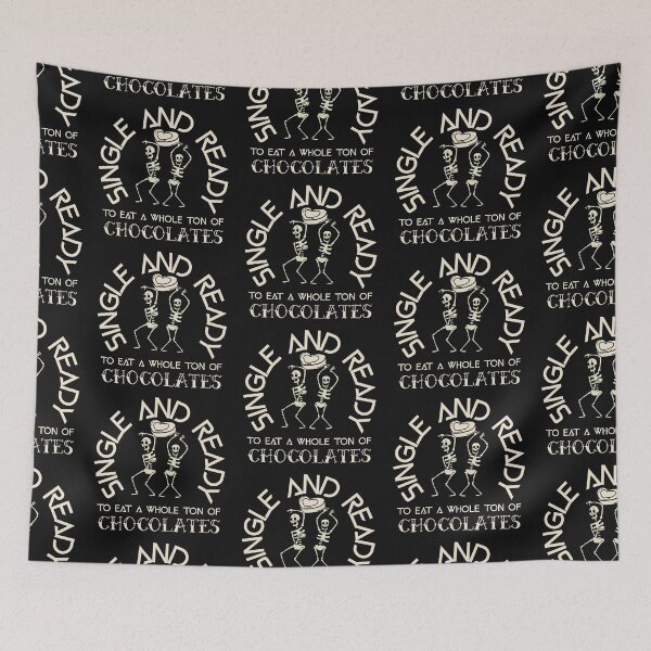 Item preview, Cute Single and ready to eat a whole box of chocolates skeletons dancing and heart design designed and sold by NeaftyFinds.