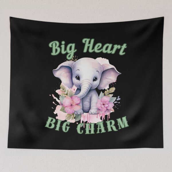Item preview, Big Heart, Big Charm. elephant portrait designed and sold by ElephantVibes.